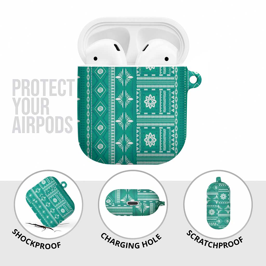 Fiji Masi All Teal AirPods Case Tapa Pattern - Polynesian Pride