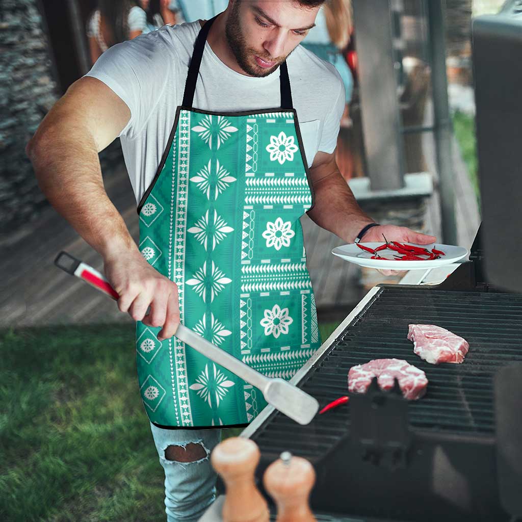 Fiji Masi All Teal Apron Tapa Pattern - Polynesian Pride