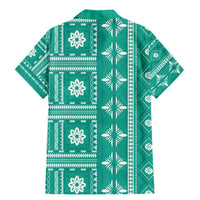 Fiji Masi All Teal Family Matching Mermaid Dress and Hawaiian Shirt Tapa Pattern LT01 - Polynesian Pride