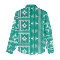Fiji Masi All Teal Women Casual Shirt Tapa Pattern LT01 - Polynesian Pride