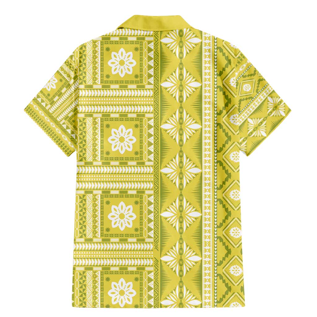 Fiji Masi All Yellow Family Matching Mermaid Dress and Hawaiian Shirt Tapa Pattern LT01 - Polynesian Pride