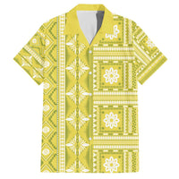 Fiji Masi All Yellow Family Matching Off The Shoulder Long Sleeve Dress and Hawaiian Shirt Tapa Pattern LT01 Dad's Shirt - Short Sleeve Yellow - Polynesian Pride