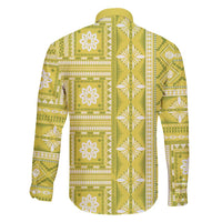 Fiji Masi All Yellow Family Matching Off Shoulder Maxi Dress and Hawaiian Shirt Tapa Pattern LT01 - Polynesian Pride