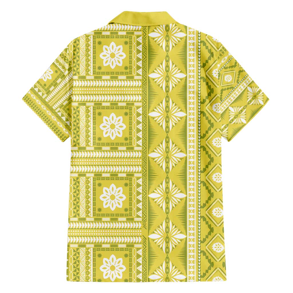 Fiji Masi All Yellow Family Matching Summer Maxi Dress and Hawaiian Shirt Tapa Pattern LT01 - Polynesian Pride