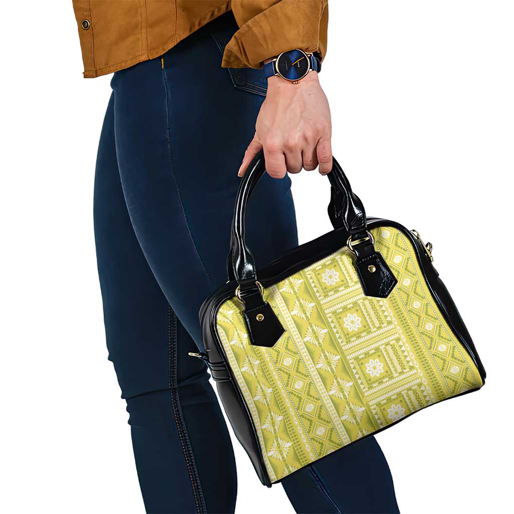 Fiji Masi All Yellow Shoulder Handbag Tapa Pattern - Polynesian Pride