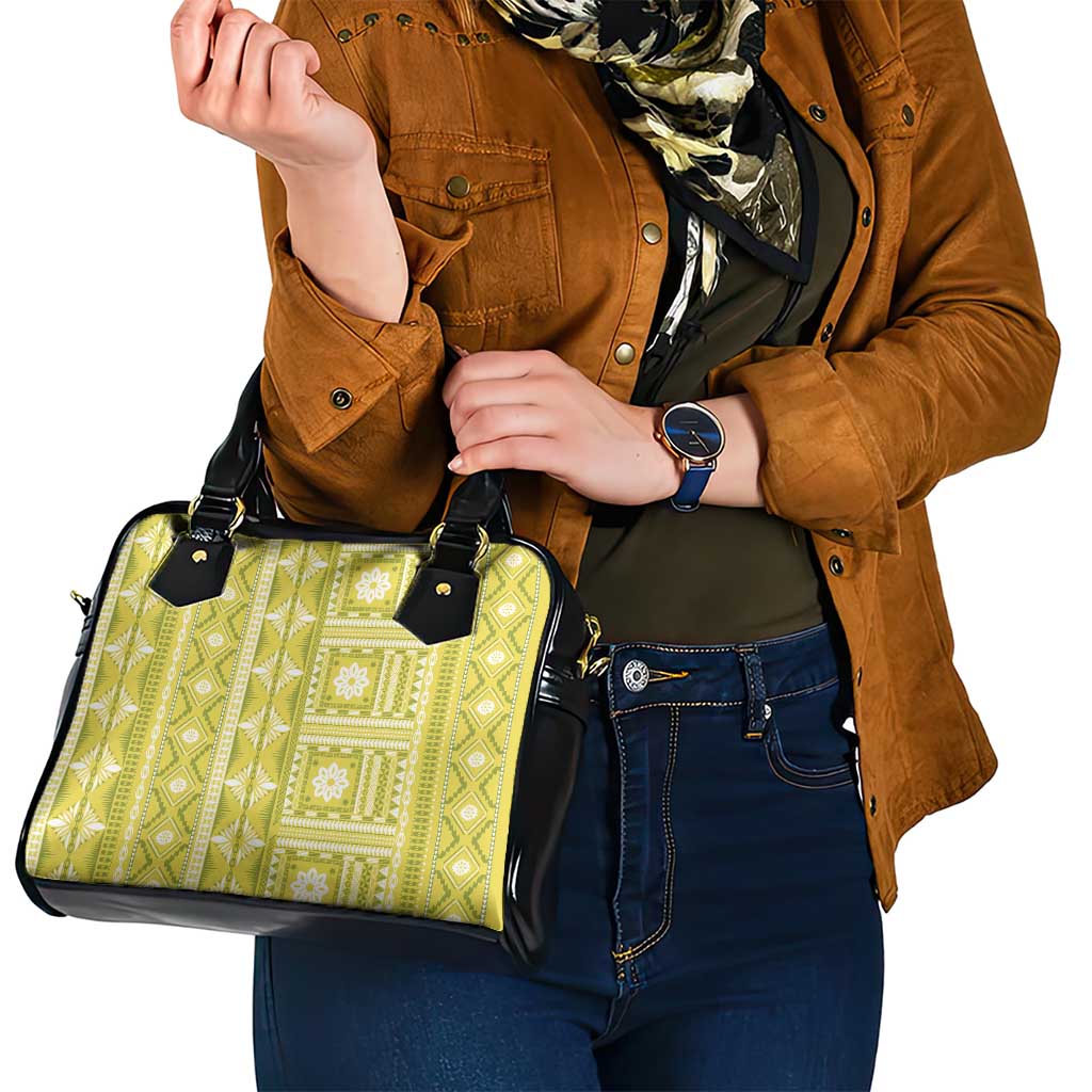 Fiji Masi All Yellow Shoulder Handbag Tapa Pattern - Polynesian Pride