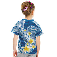 Plumeria Polynesian Blue Glitter Pattern Kid T Shirt LT01 - Polynesian Pride