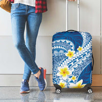 Plumeria Polynesian Blue Glitter Pattern Luggage Cover