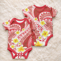 Plumeria Polynesian Coral Glitter Pattern Baby Onesie LT01 - Polynesian Pride