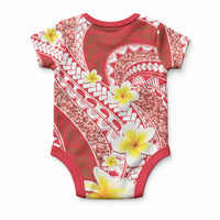 Plumeria Polynesian Coral Glitter Pattern Baby Onesie LT01 - Polynesian Pride