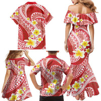 Plumeria Polynesian Coral Glitter Pattern Family Matching Mermaid Dress and Hawaiian Shirt LT01 - Polynesian Pride