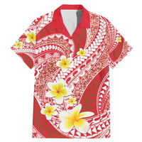 Plumeria Polynesian Coral Glitter Pattern Family Matching Mermaid Dress and Hawaiian Shirt LT01 Dad's Shirt - Short Sleeve Coral - Polynesian Pride