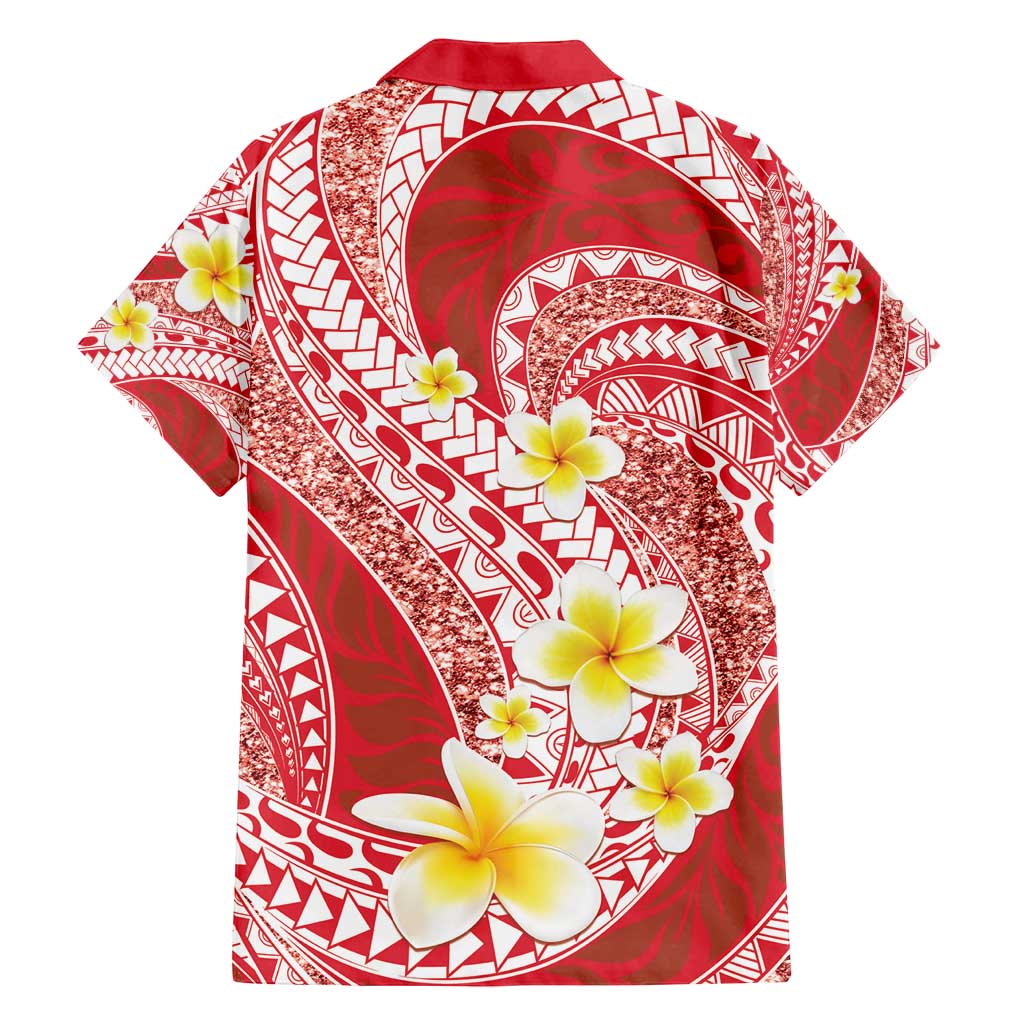 Plumeria Polynesian Coral Glitter Pattern Family Matching Summer Maxi Dress and Hawaiian Shirt LT01 - Polynesian Pride
