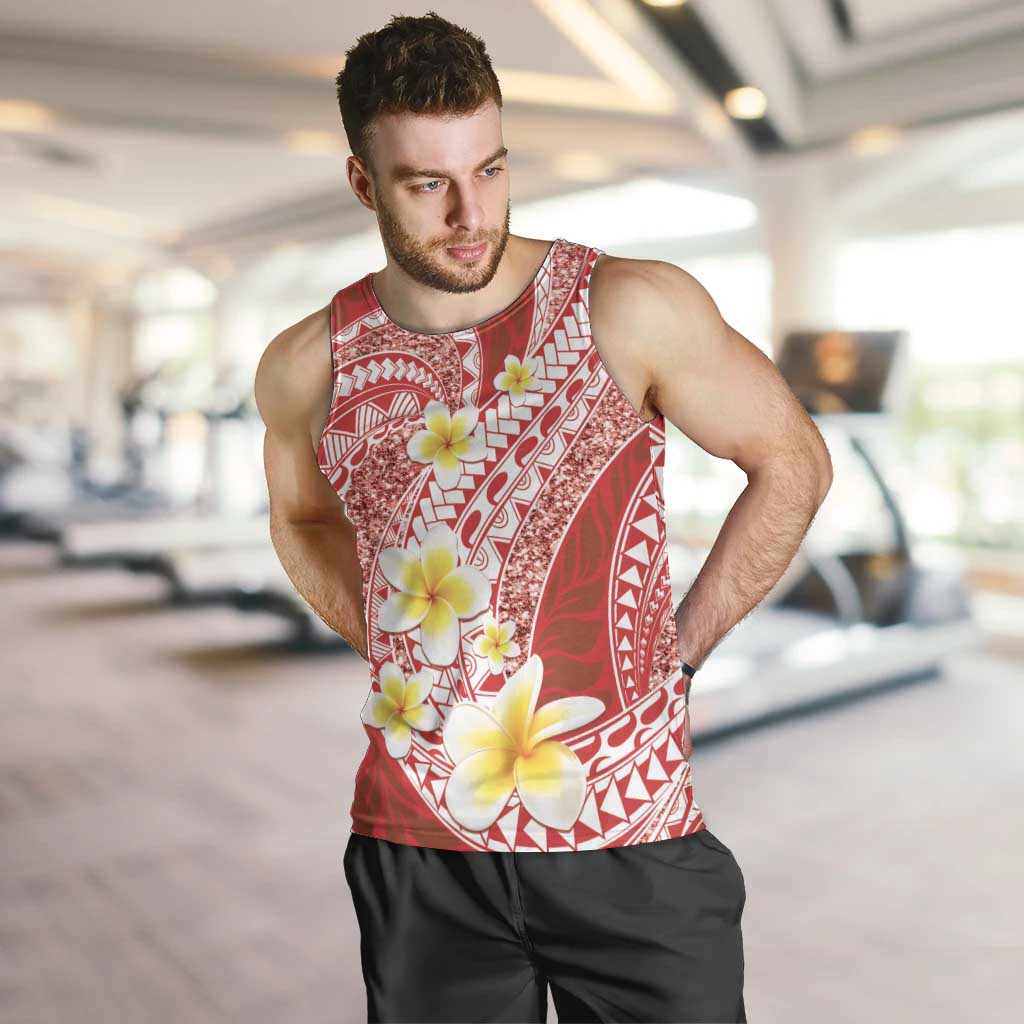 Plumeria Polynesian Coral Glitter Pattern Men Tank Top LT01 Coral - Polynesian Pride