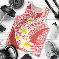 Plumeria Polynesian Coral Glitter Pattern Men Tank Top