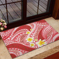 Plumeria Polynesian Coral Glitter Pattern Rubber Doormat