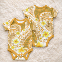 Plumeria Polynesian Gold Glitter Pattern Baby Onesie LT01 - Polynesian Pride