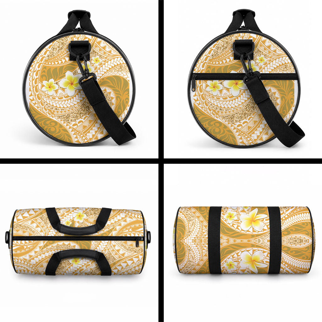 Plumeria Polynesian Gold Glitter Pattern Duffle Bag LT01 - Polynesian Pride