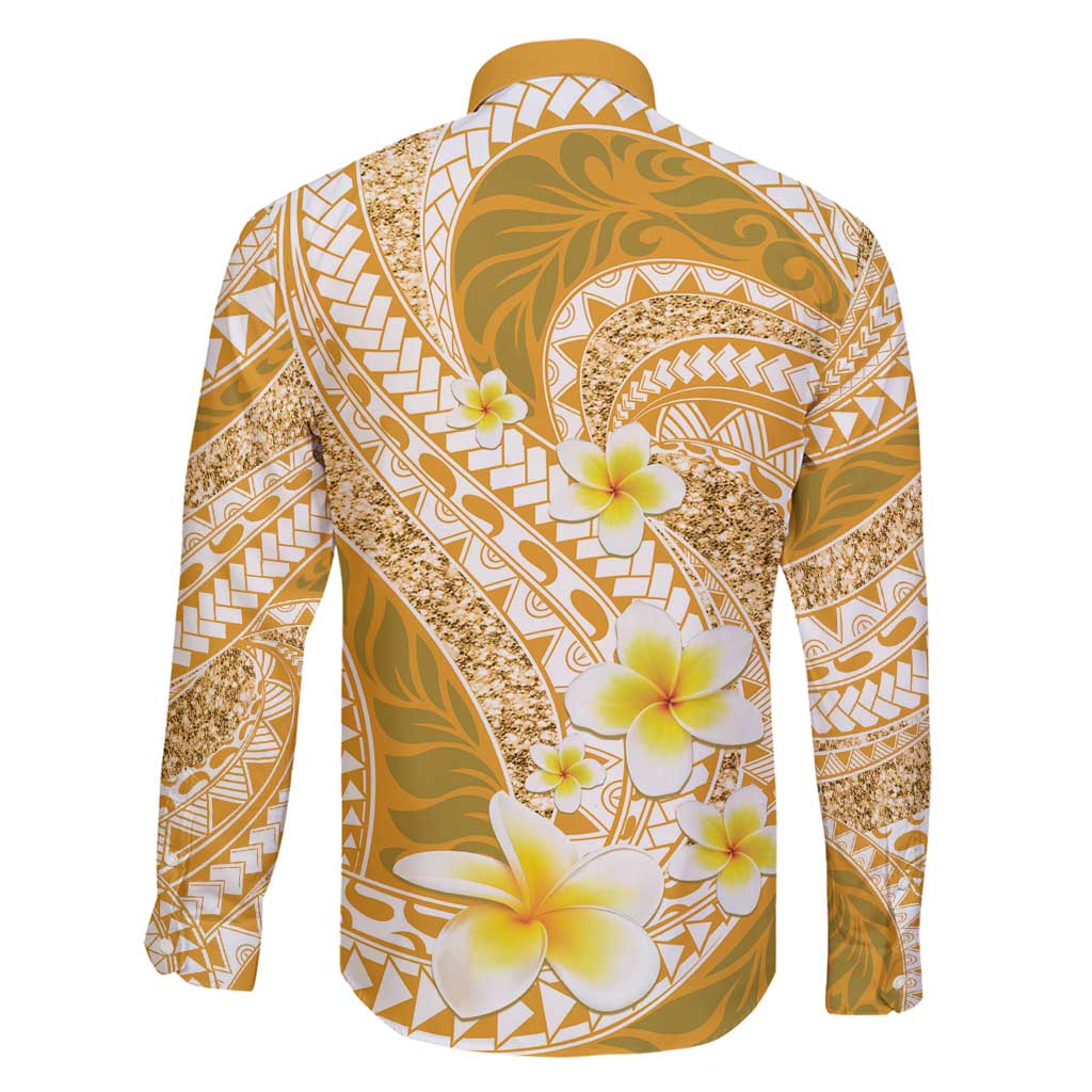 Plumeria Polynesian Gold Glitter Pattern Family Matching Summer Maxi Dress and Hawaiian Shirt LT01 - Polynesian Pride
