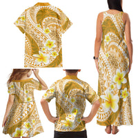 Plumeria Polynesian Gold Glitter Pattern Family Matching Tank Maxi Dress and Hawaiian Shirt LT01 - Polynesian Pride