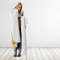 Plumeria Polynesian Gold Glitter Pattern Hooded Blanket