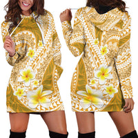 Plumeria Polynesian Gold Glitter Pattern Hoodie Dress LT01 - Polynesian Pride