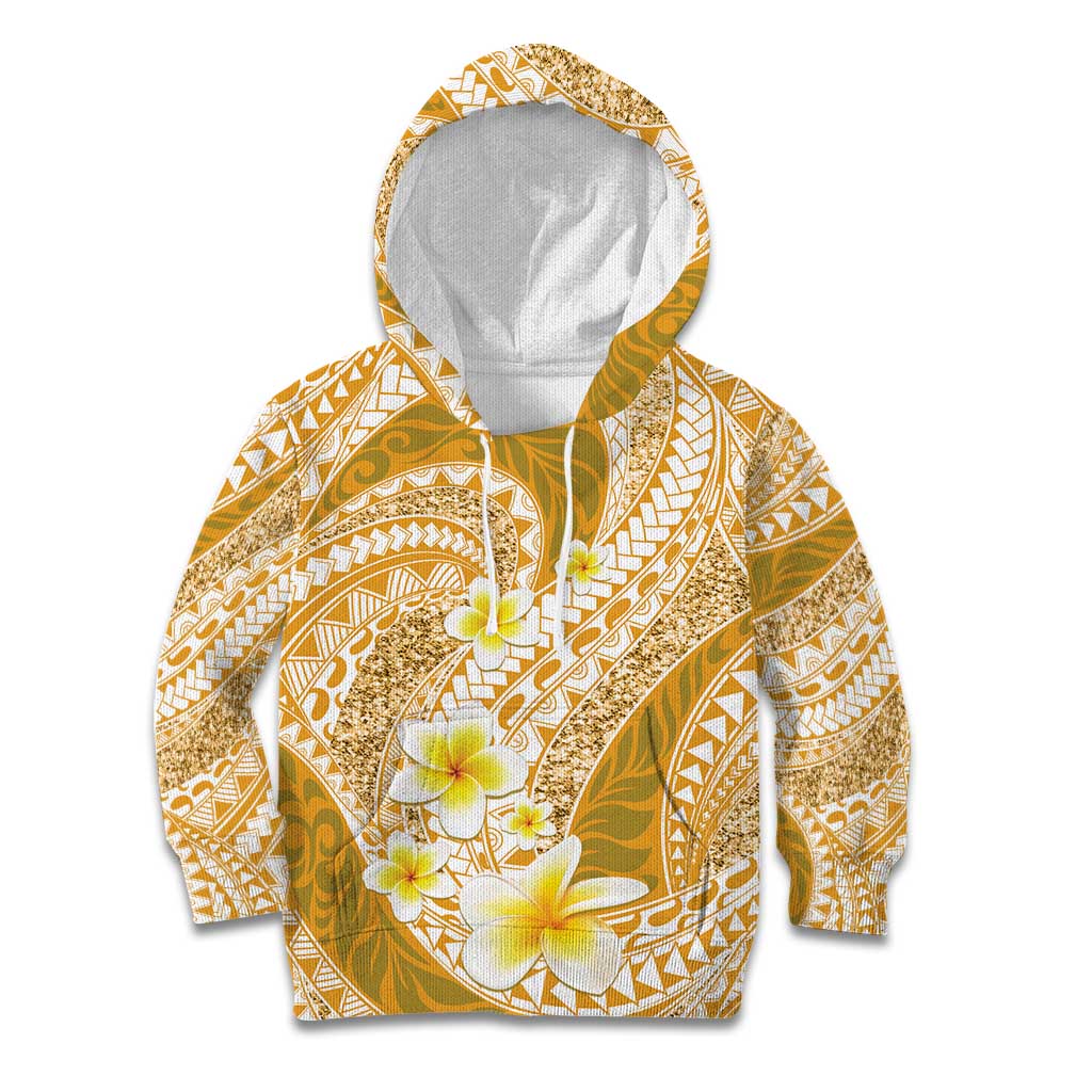 Plumeria Polynesian Gold Glitter Pattern Kid Hoodie LT01 Hoodie Gold - Polynesian Pride