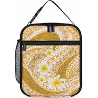 Plumeria Polynesian Gold Glitter Pattern Lunch Bag LT01 10.2 × 8.3 × 4.3 inch Gold - Polynesian Pride