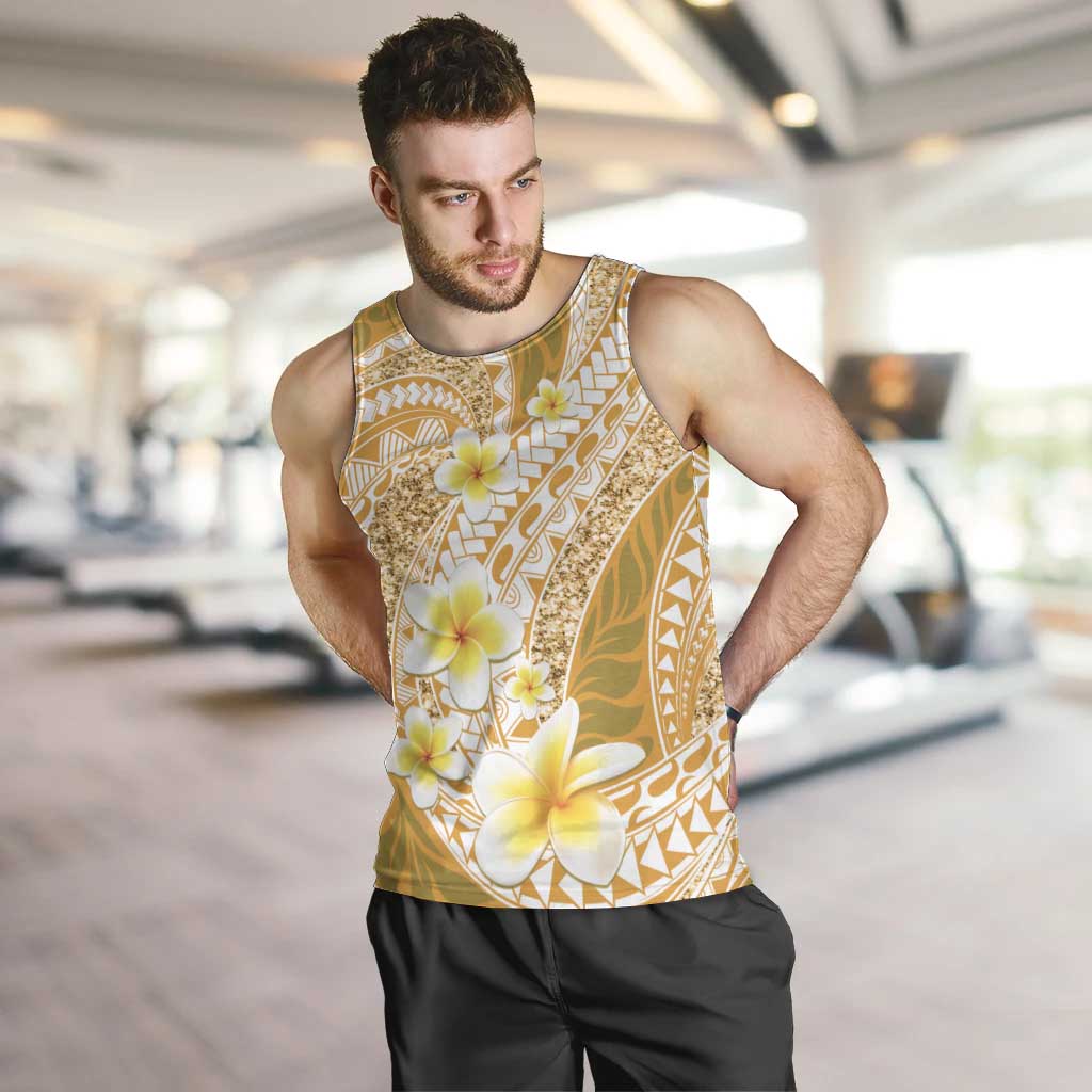 Plumeria Polynesian Gold Glitter Pattern Men Tank Top LT01 Gold - Polynesian Pride