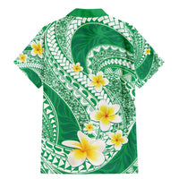 Plumeria Polynesian Green Glitter Pattern Family Matching Mermaid Dress and Hawaiian Shirt LT01 - Polynesian Pride