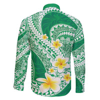Plumeria Polynesian Green Glitter Pattern Family Matching Mermaid Dress and Hawaiian Shirt LT01 - Polynesian Pride
