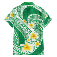 Plumeria Polynesian Green Glitter Pattern Family Matching Summer Maxi Dress and Hawaiian Shirt LT01 - Polynesian Pride