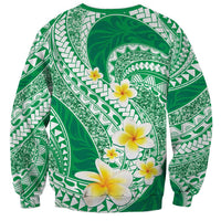 Plumeria Polynesian Green Glitter Pattern Sweatshirt