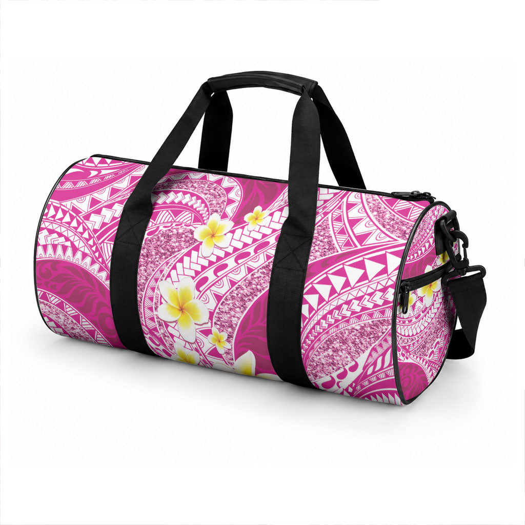 Plumeria Polynesian Pink Glitter Pattern Duffle Bag LT01 - Polynesian Pride