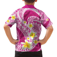Plumeria Polynesian Pink Glitter Pattern Family Matching Off Shoulder Maxi Dress and Hawaiian Shirt LT01 - Polynesian Pride