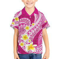 Plumeria Polynesian Pink Glitter Pattern Family Matching Short Sleeve Bodycon Dress and Hawaiian Shirt LT01 Son's Shirt Pink - Polynesian Pride