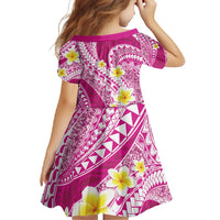 Plumeria Polynesian Pink Glitter Pattern Family Matching Summer Maxi Dress and Hawaiian Shirt