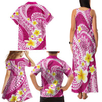 Plumeria Polynesian Pink Glitter Pattern Family Matching Tank Maxi Dress and Hawaiian Shirt LT01 - Polynesian Pride
