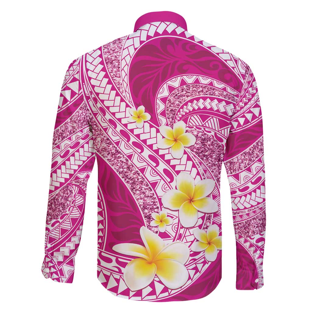 Plumeria Polynesian Pink Glitter Pattern Family Matching Tank Maxi Dress and Hawaiian Shirt LT01 - Polynesian Pride