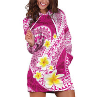 Plumeria Polynesian Pink Glitter Pattern Hoodie Dress LT01 Pink - Polynesian Pride