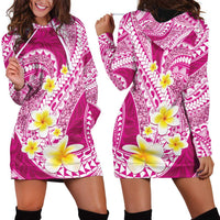 Plumeria Polynesian Pink Glitter Pattern Hoodie Dress LT01 - Polynesian Pride