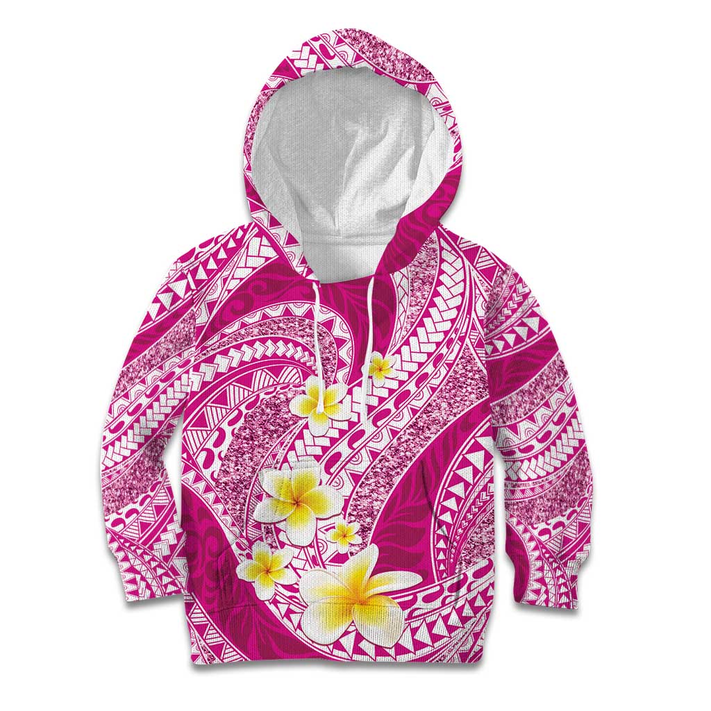 Plumeria Polynesian Pink Glitter Pattern Kid Hoodie LT01 Hoodie Pink - Polynesian Pride
