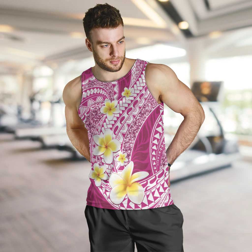 Plumeria Polynesian Pink Glitter Pattern Men Tank Top LT01 Pink - Polynesian Pride