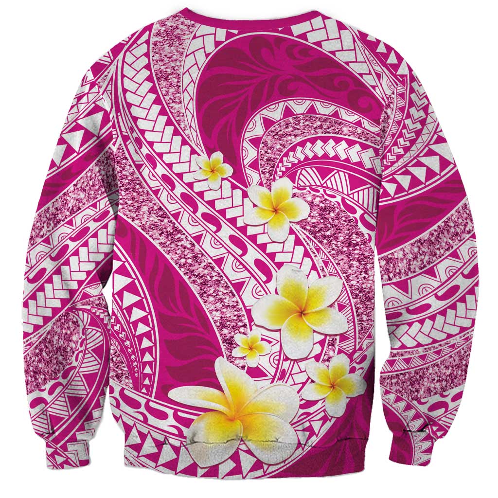 Plumeria Polynesian Pink Glitter Pattern Sweatshirt