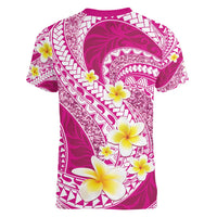 Plumeria Polynesian Pink Glitter Pattern Women V-Neck T-Shirt LT01 - Polynesian Pride