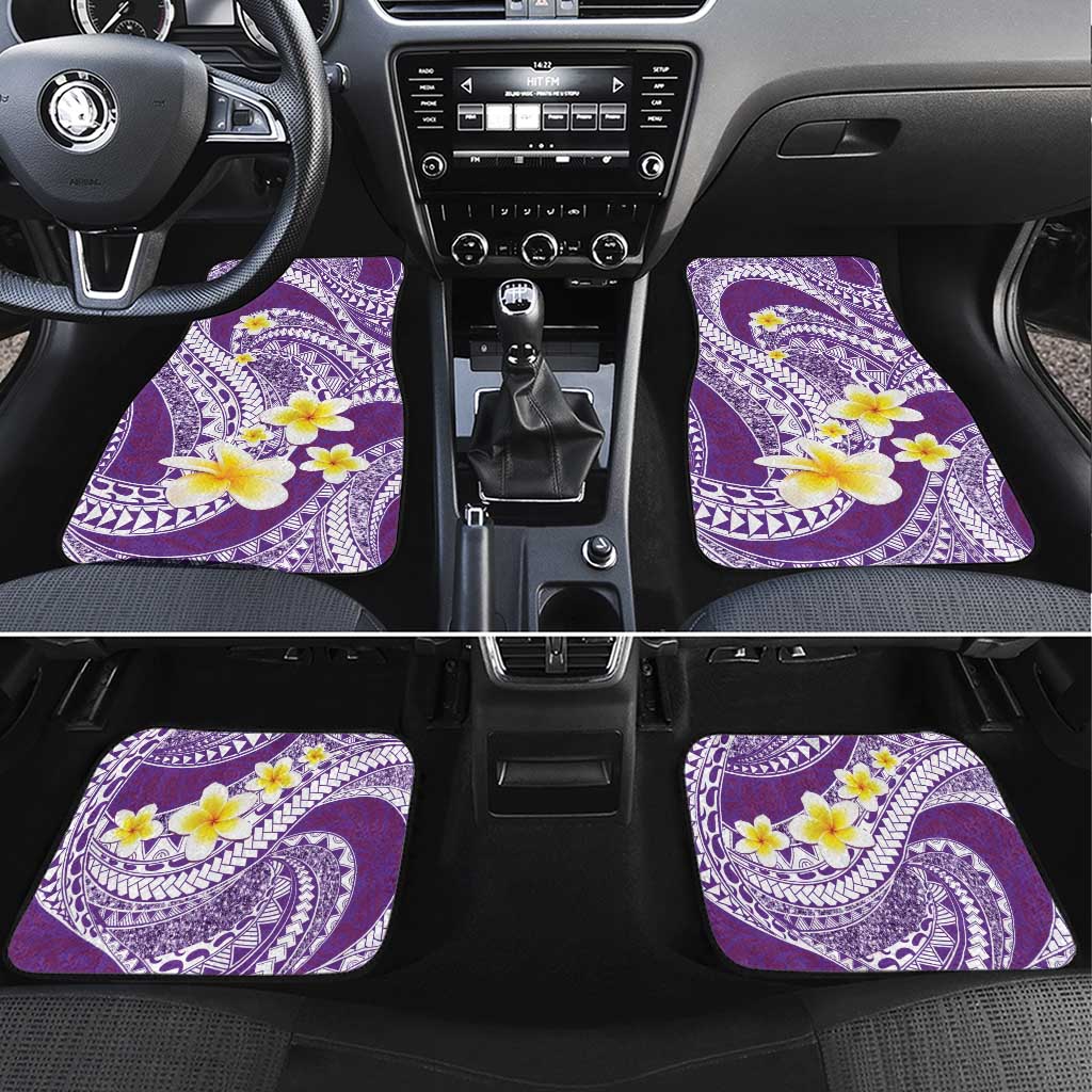 Plumeria Polynesian Purple Glitter Pattern Car Mats LT01 Set 4pcs Purple - Polynesian Pride