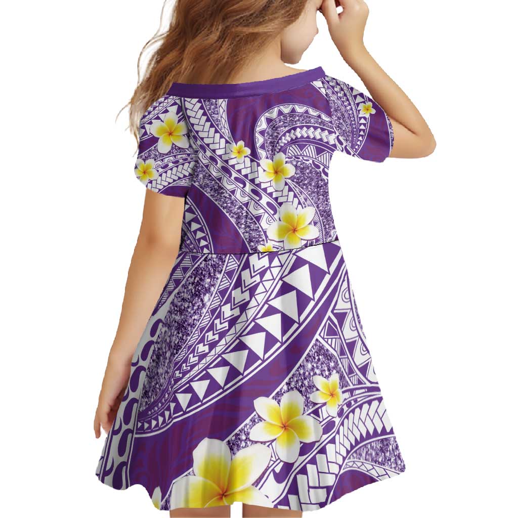 Plumeria Polynesian Purple Glitter Pattern Family Matching Long Sleeve Bodycon Dress and Hawaiian Shirt LT01 - Polynesian Pride