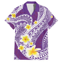 Plumeria Polynesian Purple Glitter Pattern Family Matching Short Sleeve Bodycon Dress and Hawaiian Shirt LT01 Dad's Shirt - Short Sleeve Purple - Polynesian Pride