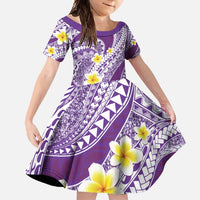 Plumeria Polynesian Purple Glitter Pattern Family Matching Summer Maxi Dress and Hawaiian Shirt LT01 Daughter's Dress Purple - Polynesian Pride