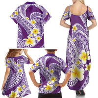 Plumeria Polynesian Purple Glitter Pattern Family Matching Summer Maxi Dress and Hawaiian Shirt LT01 - Polynesian Pride